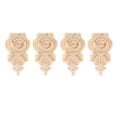thumbnail image 2 of 4 Piezas de Calcomanías de Tallado Natural, de de Flor Onlay, , Apliques de Talla para Decoración de Armario 3.94x2.36x0.47 pulgas BLESIY Apliques onlay tallados, 2 of 8