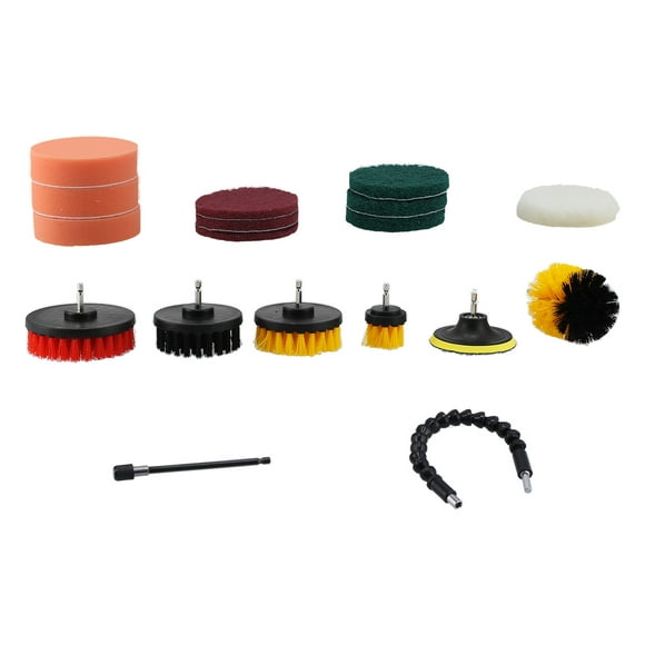 Drill Brush Attachment, 19PCS Portable Power Scrubber Drill Brush Set for Polishing for Kitchen for Bathrooms for Car for Cleaning