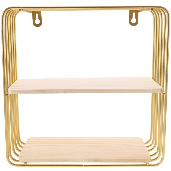 Worgeous Golden WallMounted Floating Shelf with Iron and Wood for Storage Use in Bedroom or Bathroom 47.24x9.84 Inches