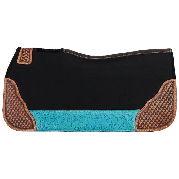 Showman 31" x 32" Teal Hibiscus Contoured Felt Saddle Pad