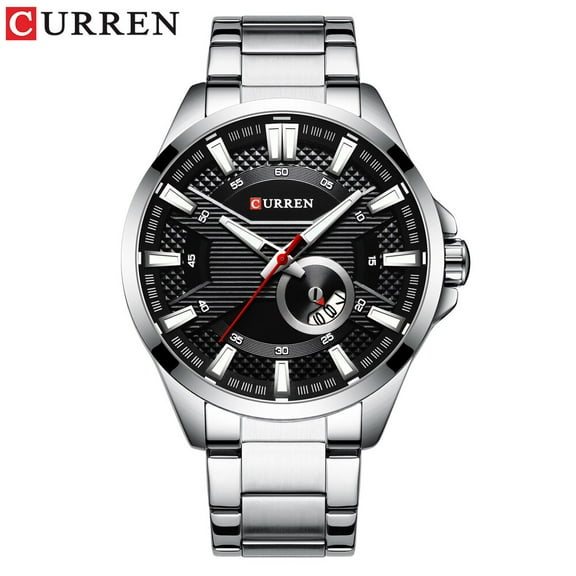 Silver Black Watches Men's Top Brand CURREN Fashion Causal Quartz Wristwatch Luxury Stainless Steel Male Watch Reloj Hombres