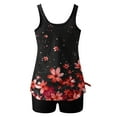 thumbnail image 6 of Women's Two Piece Tankini Swimsuit Floral Printed Beach Bathing Suit Modest Tank Swim Top Boyleg Swimwear (XL, Red #A), 6 of 7