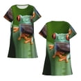 thumbnail image 3 of Bixox Red-Eyed Tree Frog Pattern Women's Nightgown, Soft & Breathable Sleepwear, Round Neck Knee-Length Pajama Dress,Loungewear for Home & Sleep, 3 of 7