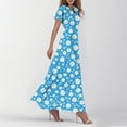 thumbnail image 4 of vigerkar Women's Casual V Neck Maxi Dress with Short Sleeve Sexy Elegant Floral Dress Blue, M, 4 of 7