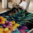 thumbnail image 2 of FCXZI Flannel Blanket for Couch Bed Sofa, Colorful Floral Design, Soft Warm 30*40in, 2 of 7