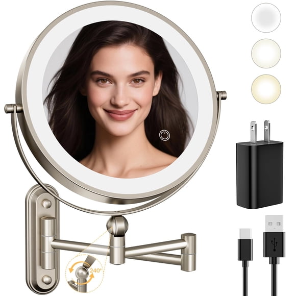Espejo de maquillaje con luz LED montado en la pared Rocollos 9