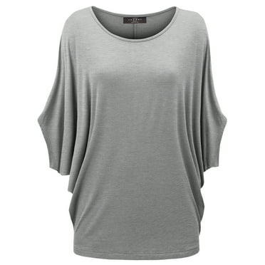 Made by Johnny Women's Scoop Neck Half Sleeve Batwing Dolman Top XXL HDG
