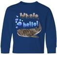 thumbnail image 3 of Inktastic Whale, Hello Cute Whale Shark with Bubbles Long Sleeve Youth T-Shirt, 3 of 5