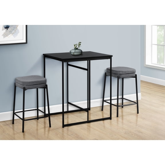 XIZE 32-Inch Rectangular Counter Height Dining Table with Black Laminate Top and Black Metal Frame, Contemporary Style