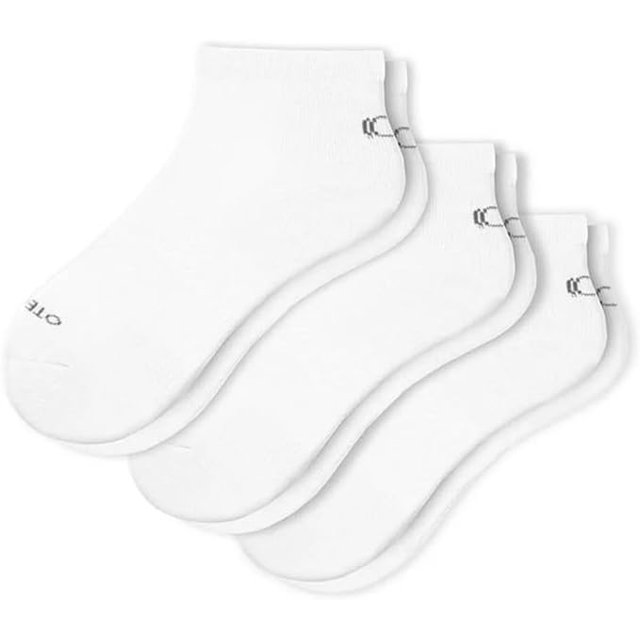 OTECKA Unisex Basic Quarter Socks with Moisture-Wicking - Cushion Comfort Quarter Socks, White - 3 Packs, Small-Medium