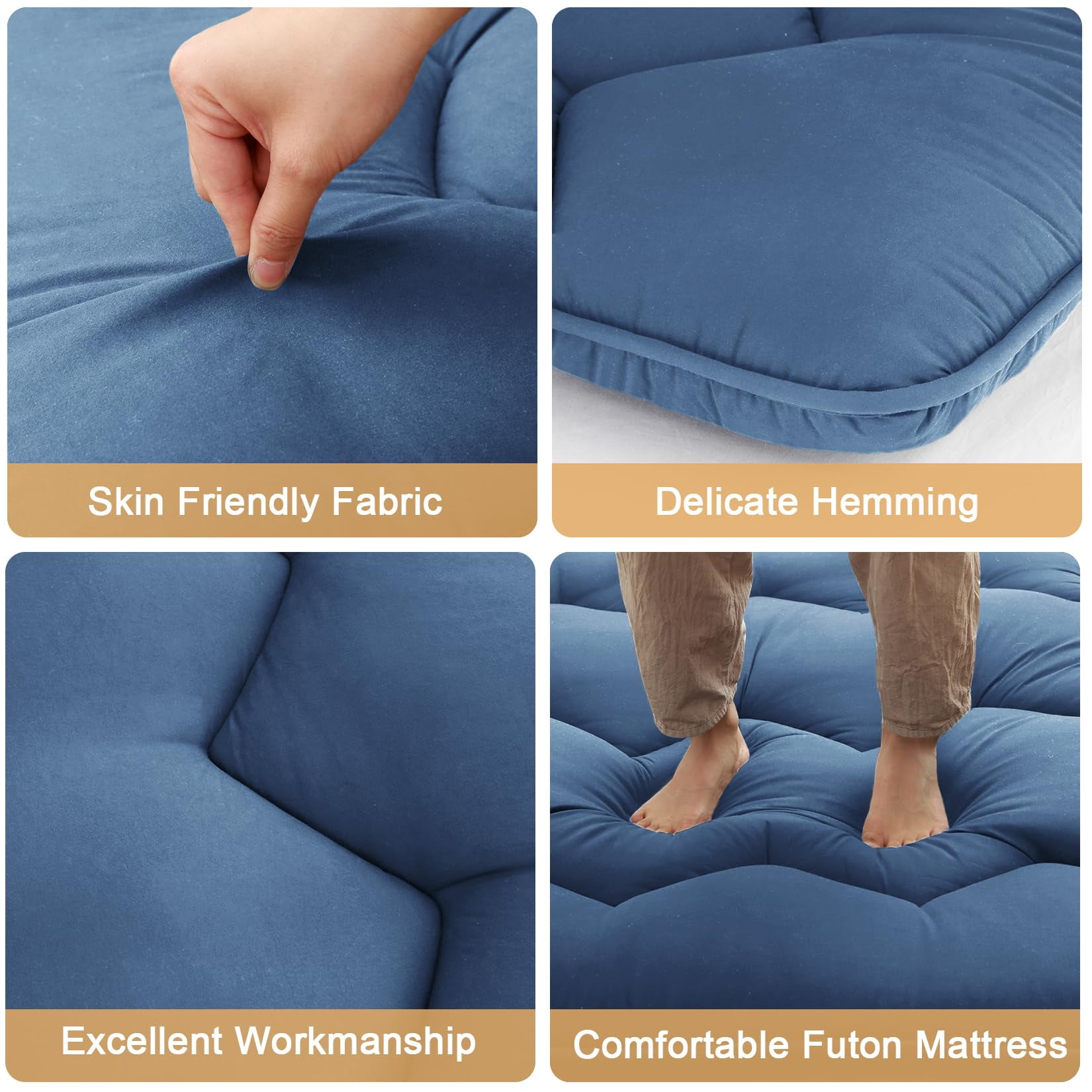 Japanese Floor Mattress - Futon Mattress Roll Up, Tatami Mat, Camping Mattress, and Couch Mattress Pad