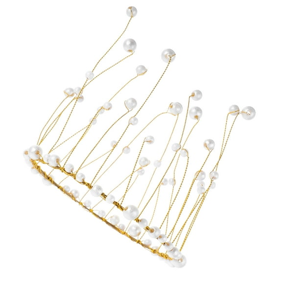 COOPHYA Crown Cake Decoration 1Pack Golden White Color Round Shape Pageant Accessory