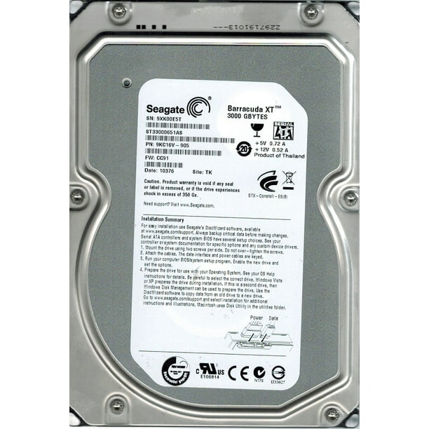 Seagate ST33000651AS P/N: 9KC16V-905 F/W: CC91 3TB TK - Walmart.com