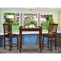 East West Furniture Vernon 3-piece Counter Height Table and Chairs in Mahogany