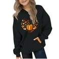 thumbnail image 2 of Sookity Kids Halloween Hoodies Long Sleeve Hooded Shirts Cute Graphic Hoodie Tops Loose Comfy Sweatshirts for Little Girls with Pockets Black,5 Years Girl Clothes, 2 of 4