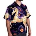 thumbnail image 2 of Starry Unicorn Men's Short Sleeve Casual Printed Button Down Beach Shirt Summer Unisex Top, 2 of 6