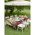 thumbnail image 3 of Outdoor Tablecloth with Umbrella Hole and Zipper, Spring Easter Bunny Rectangle Table Cloth 60x102 Inch Waterproof Tablecloth, Green Wooden Red Floral Easter Eggs Picnic Table Cover for Patio Camping, 3 of 7
