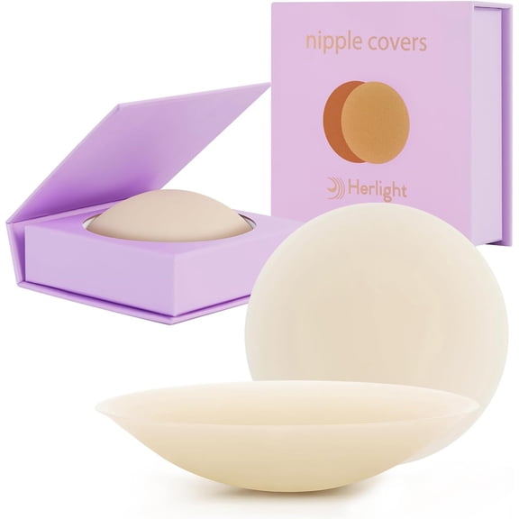 Nipple Covers for Women – Reusable Sticky Silicone Nipple Covers, Seamless Invisible Washable Design with Travel Box