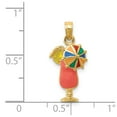 thumbnail image 4 of 14k Yellow Gold Polished Pink Enameled Tropical Drink Pendant Necklace 22x10mm Pendant for Women, 4 of 4