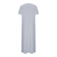 thumbnail image 5 of cocolona Womens Summer Fashion Striped T-shirts Dress Crew Neck Short Sleeve Side Slit Sun Dress Casual Comfy Midi Dress S-3XL, 5 of 6