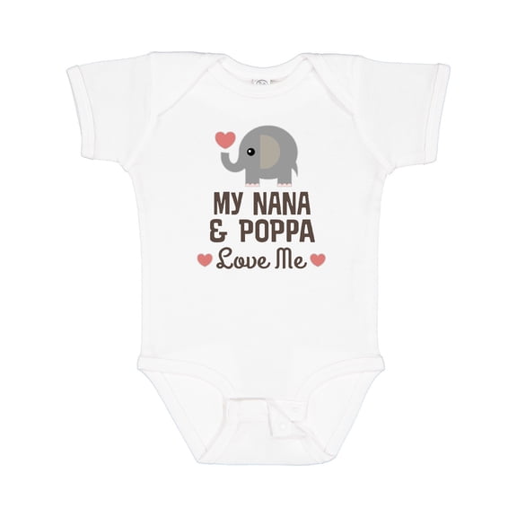 Inktastic Nana and Poppa Love Me Grandchild Elephant Boys or Girls Baby Bodysuit