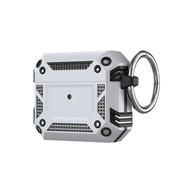 Dteck Armor Case for Apple Airpods Pro 2nd Gen 2022,Military Hard Shell Full-Body Shockproof Protective Case Skin with Keychain for Airpods Pro 2nd Gen 2022,Silver