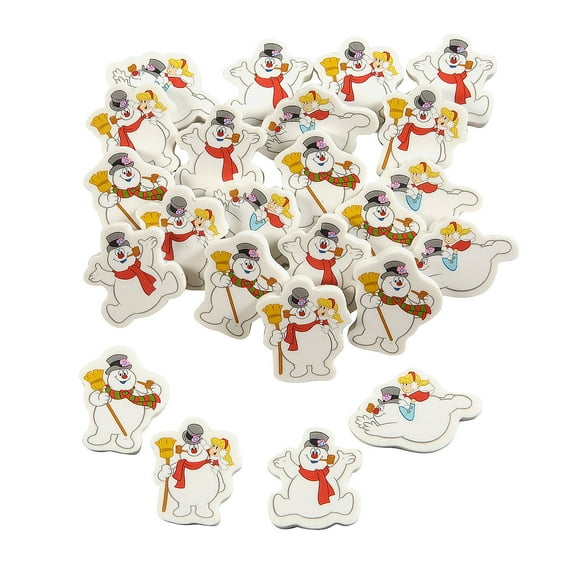 1 1/4" - 1 1/2" Frosty the Snowman Characters Rubber Erasers - 24 pieces