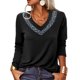 thumbnail image 2 of Jersey con cuello en V de leopardo, camiseta holgada informal de manga larga, túnica suave de moda para mujer, 2 of 5