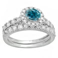 thumbnail image 2 of Dazzlingrock Collection 1.85 Carat (ctw) 14K Round Blue & White Diamond Bridal Engagement Ring Set, White Gold, Size 9, 2 of 4