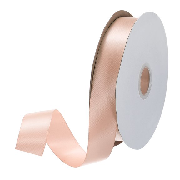 Uxcell Satin Ribbon Grosgrain Solid Silk Wedding Bouquet Ribbon for Valentine's Day Gift Wrapping Cake Box Bows Apricot-1" x 25 Yard