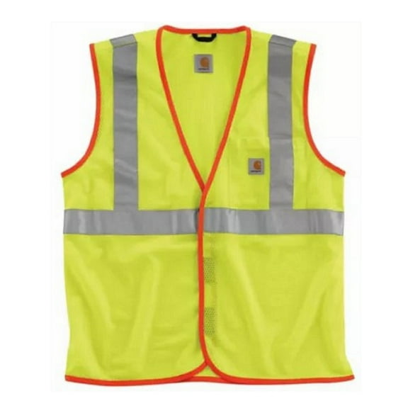 Carhartt Yellow-Colored Class 2 High Visibility Men's Polyester Vest, Size: L