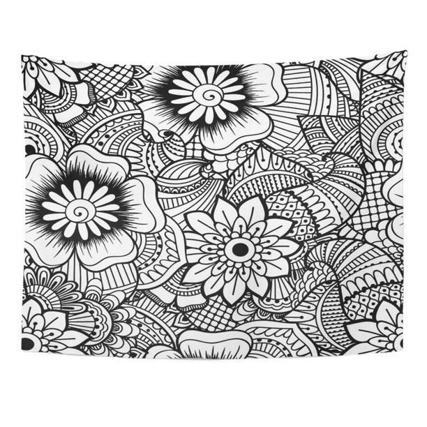 Download Zealgned Paisley Black And White Pattern Ethnic Henna For Coloring Book Tribal Abstract Adult Wall Art Hanging Tapestry Home Decor For Living Room Bedroom Dorm 60x80 Inch Walmart Com Walmart Com