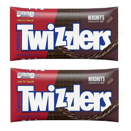 Twizzlers Chocolate Flavored Twists - Pack of 2-12 oz Bags - Low Fat Snacks - Fun to Share - Classic Treats for the Whole Family