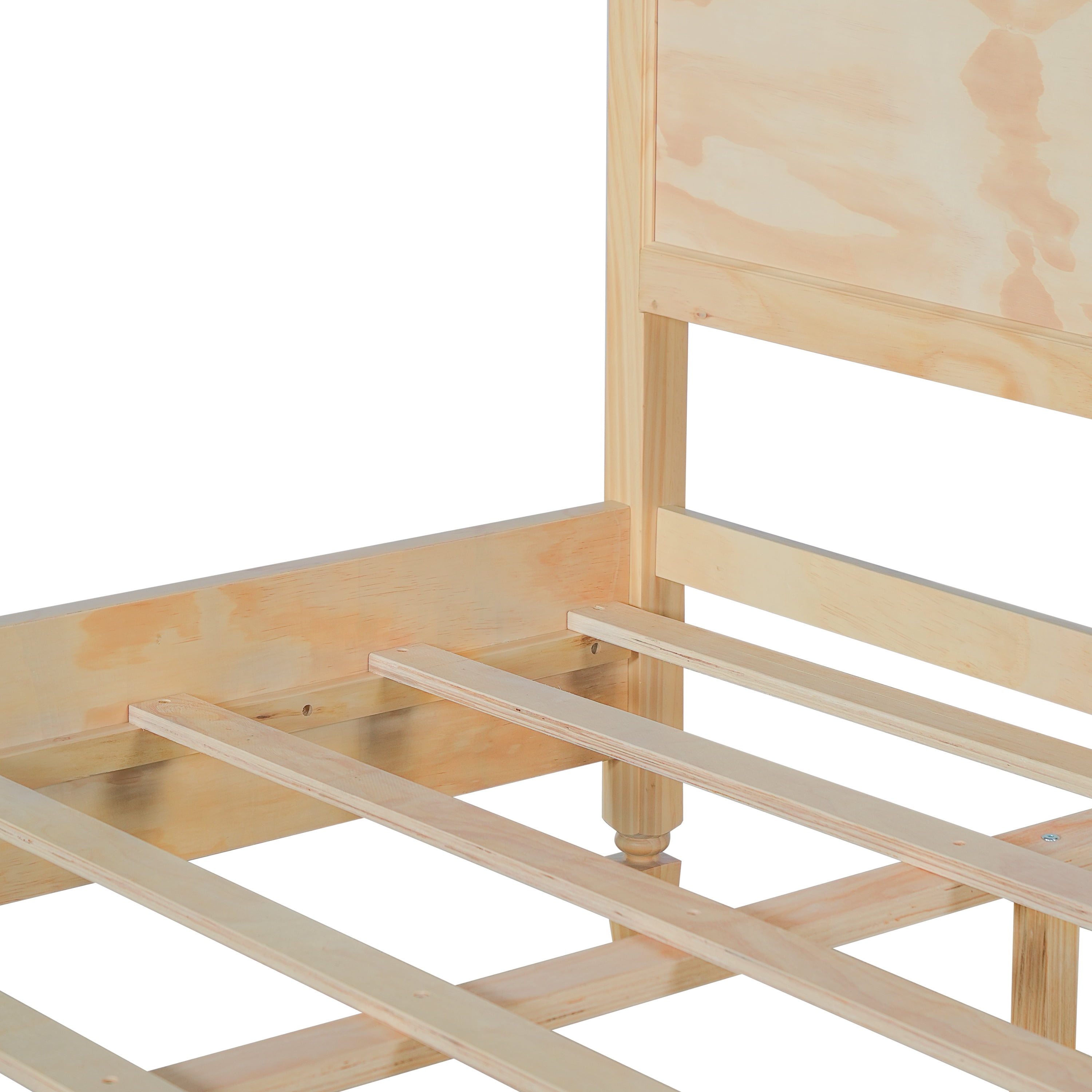 GARITIN King Size Wood Platform Bed Frame with Classic Panel Headboard, Wooden Slats Support, No Box Spring Needed, Easy Assembly, Natural