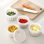 AuroraX Kitchen Ingredient Storage Box Vegetable Prep Container Drainable Lid Airtight Seal Stackable Clear BPA Free Food Container White