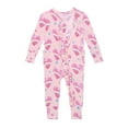 thumbnail image 1 of Baby Footless Ruffled Zippered Rompers - Little Kids Clothes - Girls One Piece PJ - Soft Viscose from Bamboo (Rainbow Hearts, 0-3 Months), 1 of 2