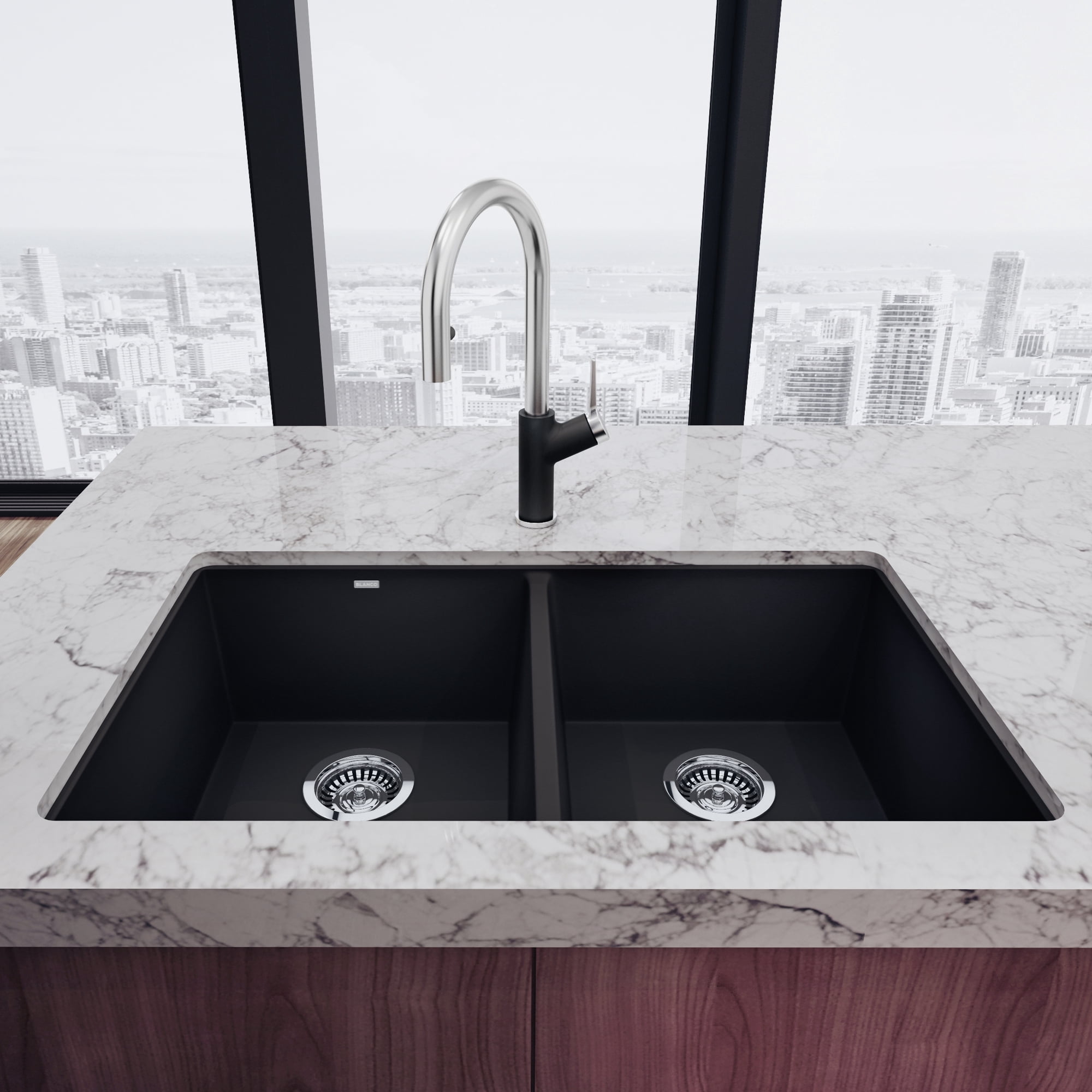 BLANCO PRECIS Equal Double Undermount - Anthracite