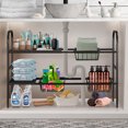 thumbnail image 3 of Under Sink Organizer 2 Tier Under Sink Rack Organizers and Storage Expand from 21 to 35 inches with 3 Storage Baskets Under Sink Shelf for Kitchen Bathroom Cabinet, Black, 3 of 9