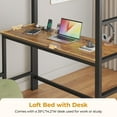 thumbnail image 5 of Twin Size Loft Bed with L-Shaped Desk, LED Lights,Charging Station,Metal Bed Frame with Storage Shelves and Drawers, Safety Guard & Ladder, No Box Spring Needed,Black, 5 of 9
