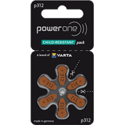Power One Evolution Size 312 Hearing Aid Batteries - 1.45V Zinc Air with Improved Battery Life (12 Batteries)