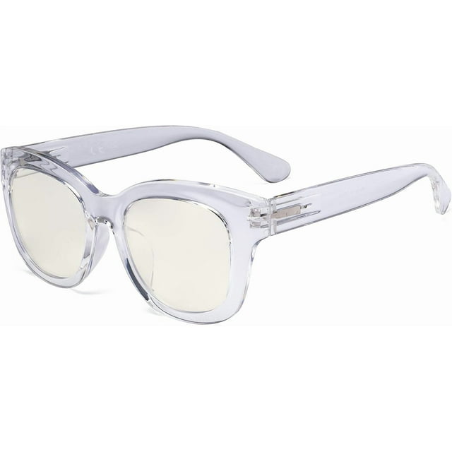 Eyekepper Lecteurs Progressifs Surdimensionnés pour Femmes - Protection UV Lecteurs d'Ordinateur à Foyers Multiples - Lunettes de Lecture Noline Trifocales - Monture Transparente +1,00