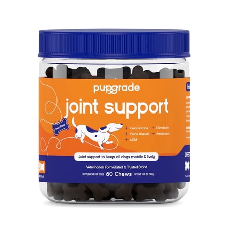 PupGrade Joint Support Chews for Dogs with Perna, Glucosamine, Chondroitin, MSM, 60 Count