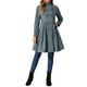 thumbnail image 2 of Abrigo de terciopelo A-Line para mujer INSPIRE CHIC, de doble botonadura, con cuello alto, abrigo de invierno de longitud media, talla M, color gris cadete, 2 of 6
