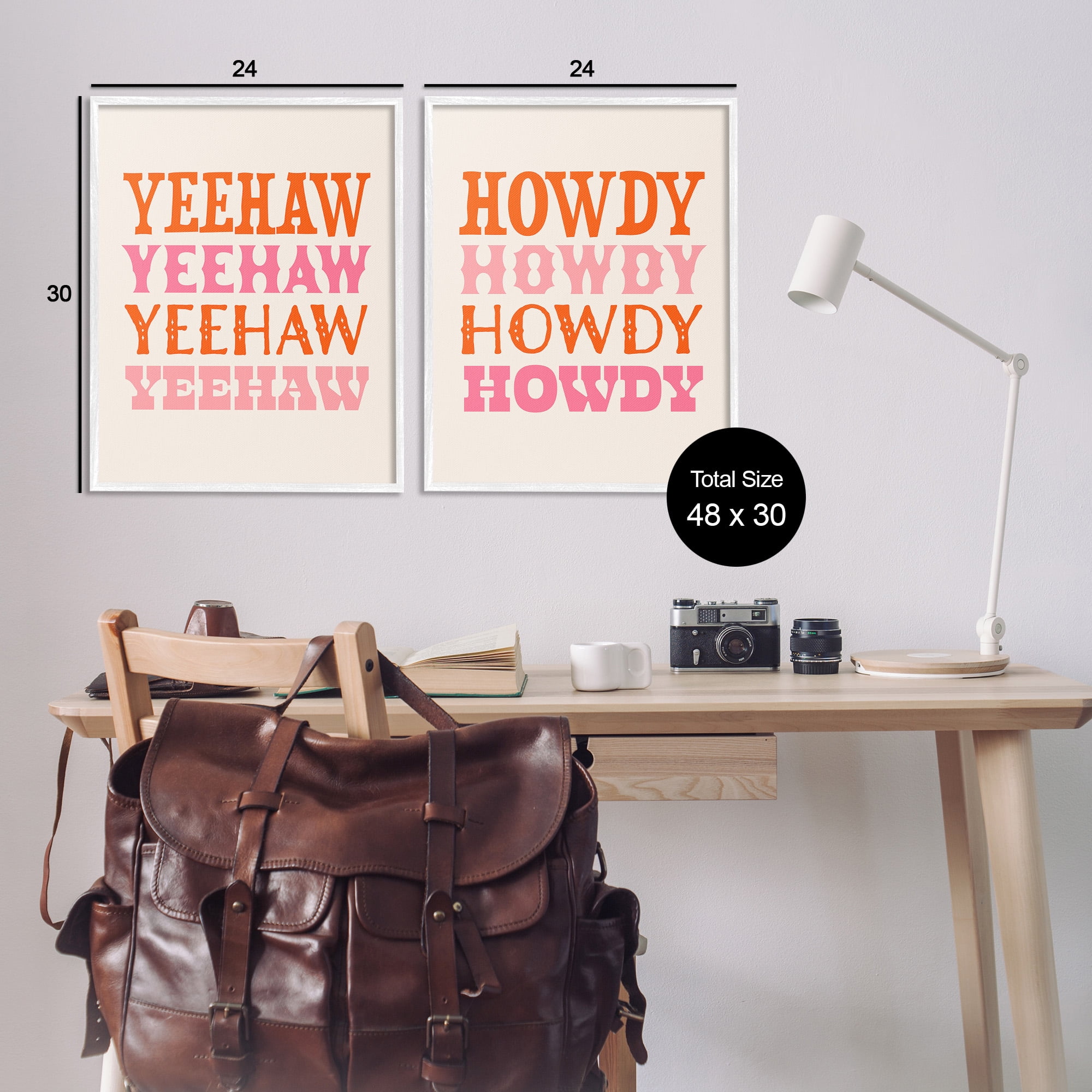 Stupell Industries Yeehaw & Howdy Typography Typography Painting White Framed Art Print Wall Art, 24 x 30, Set of 2