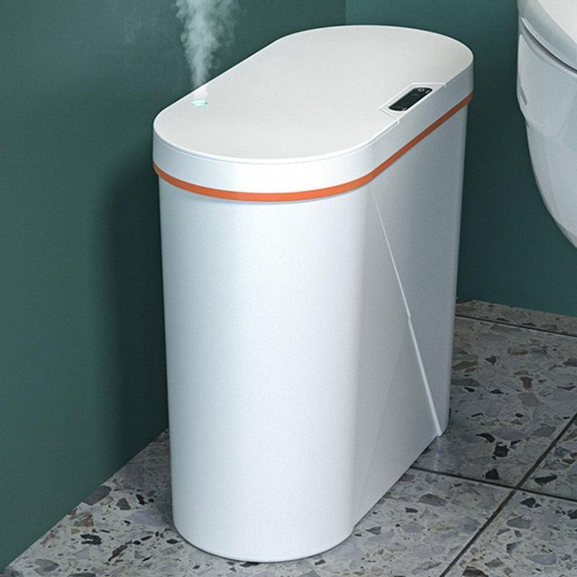 Automatic Waste Bin Large Capacity Garbage Can with Lid 12L Trash Can Rubbish Container for Toilet Household Office Kitchen Bedroom blanco perfecl bote de basura inteligente