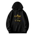 thumbnail image 1 of Chandail à Capuche à Manches Longues pour Femmes - Noir Avec'sunshine is the'Poche avant Graphique Coupe Décontractée, 1 of 7