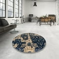 thumbnail image 3 of Ahgly Company Indoor Round Abstract Blue Abstract Area Rugs, 7' Round, 3 of 6