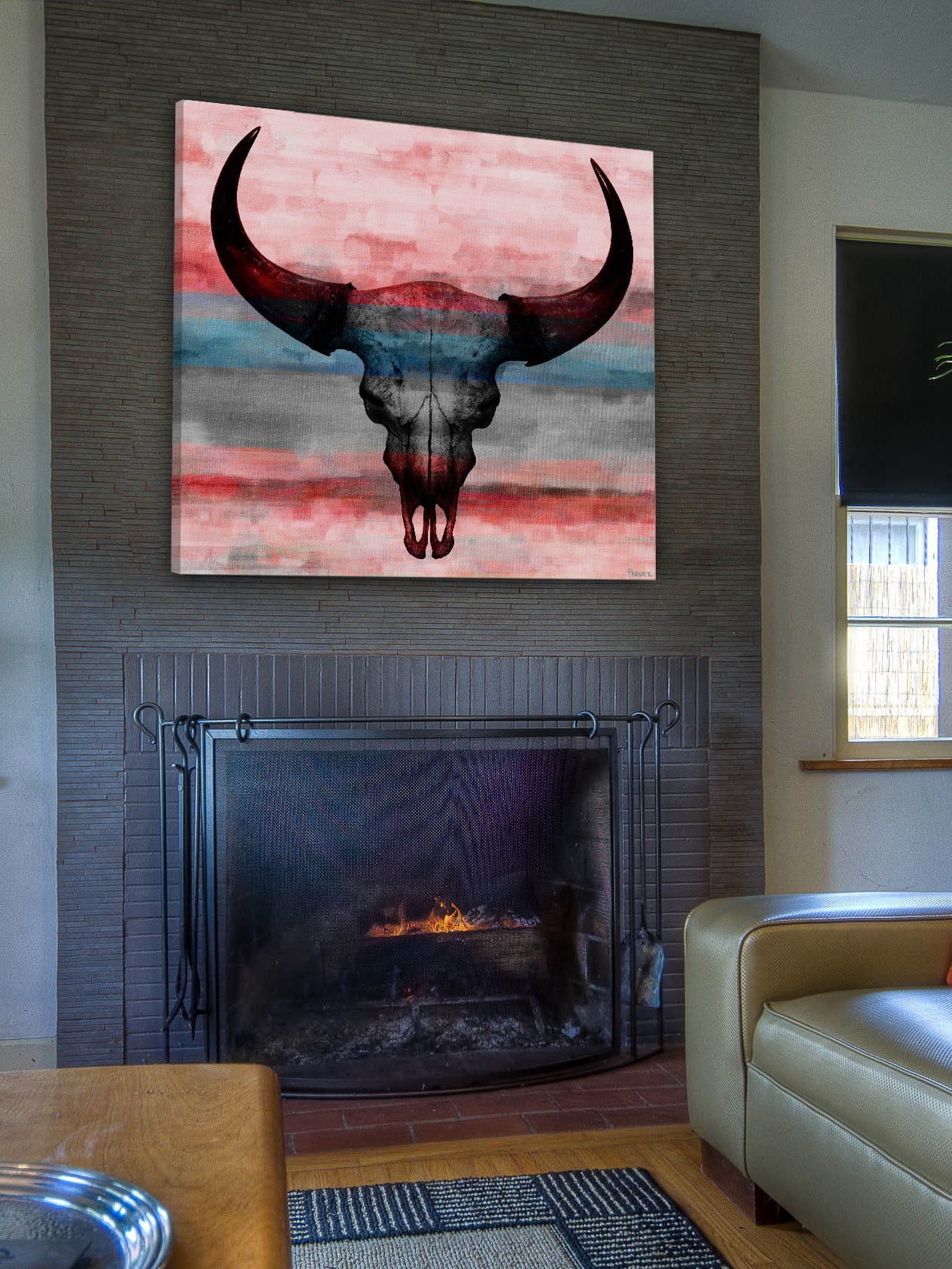 Parvez Michel Inc Parvez Taj - Pastel Skull Painting Print on Canvas - Multi-color