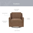thumbnail image 3 of My Texas House Roan Swivel Accent Chair, Brown Fabric Upholstery, 3 of 11