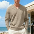 thumbnail image 2 of Mens Crewneck Sweatshirts Brown Casual Sweaters V Neck Sweater Pullover Long Sleeve Lightweight Sweatshirts Top, 2 of 5